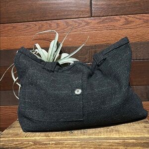 No Brand Tag Large Cloth Stylish Black Herringbone Tote Bag